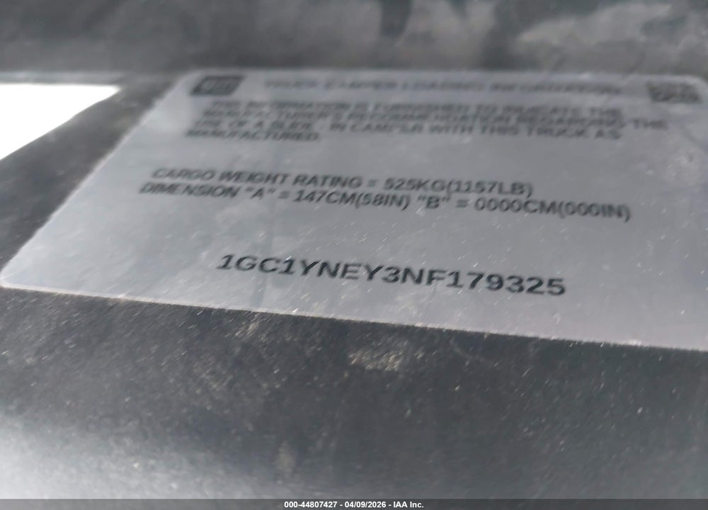 2022 CHEVROLET SILVERADO 2500HD VIN: 1GC1YNEY3NF179325
