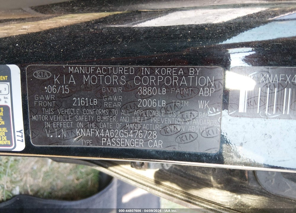 2016 KIA FORTE LX VIN: KNAFX4A62G5476728