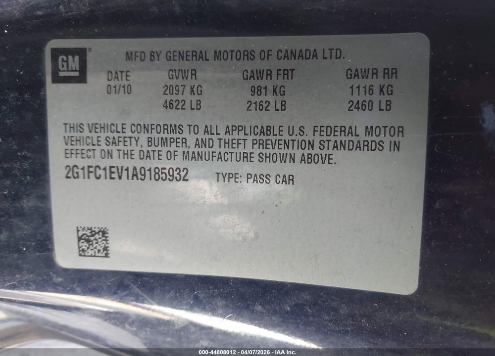 2010 CHEVROLET CAMARO 2LT VIN: 2G1FC1EV1A9185932