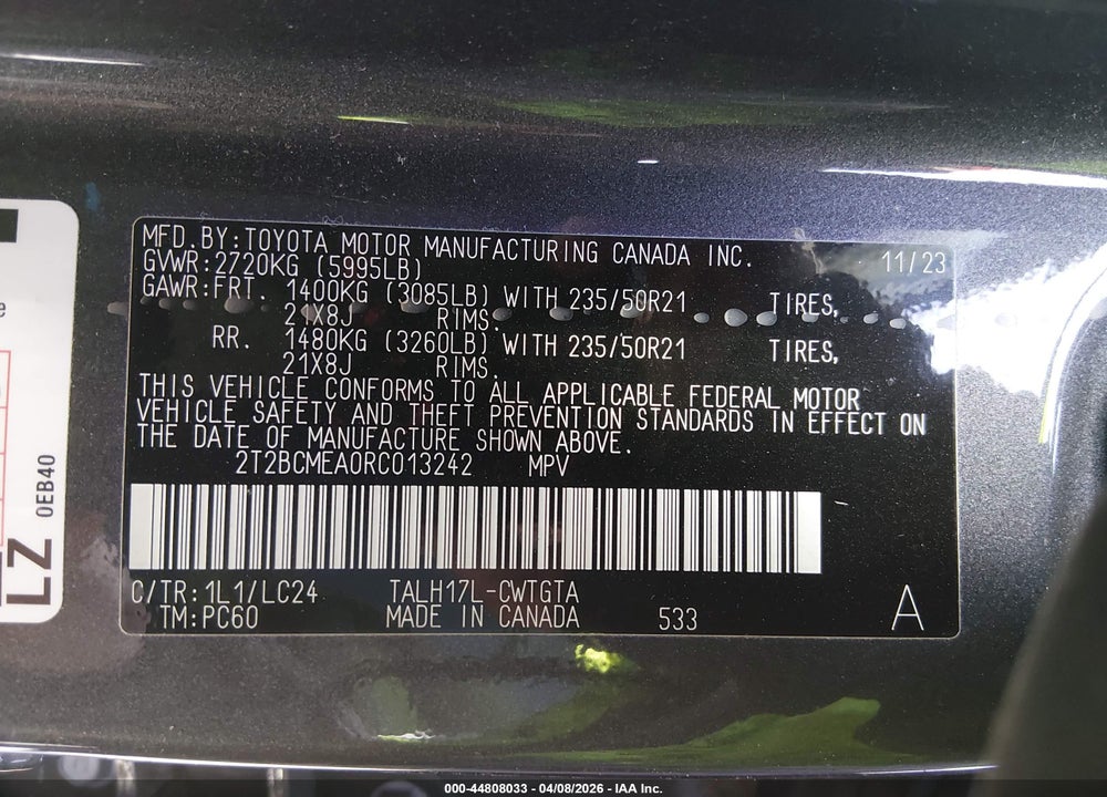 2024 LEXUS RX 500H F SPORT PERFORMANCE VIN: 2T2BCMEA0RC013242