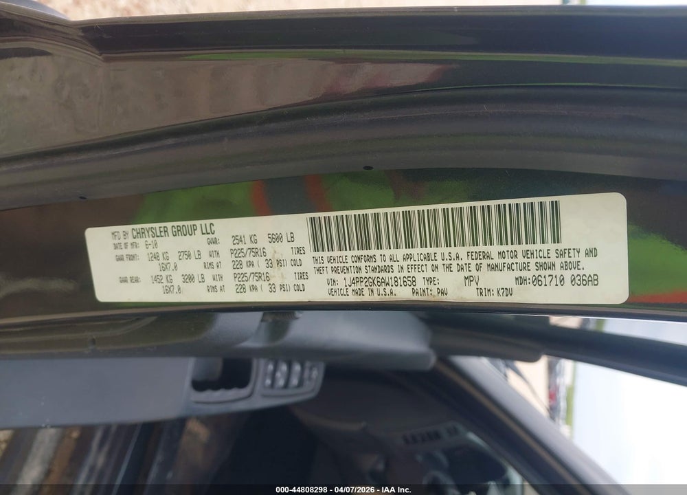 2010 JEEP LIBERTY SPORT VIN: 1J4PP2GK6AW181658