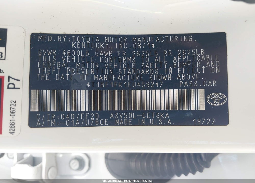 2014 TOYOTA CAMRY SE VIN: 4T1BF1FK1EU459247