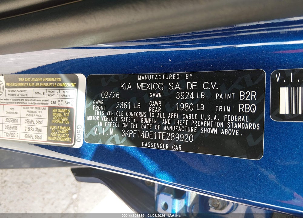 2026 KIA K4 LXS VIN: 3KPFT4DE1TE289920