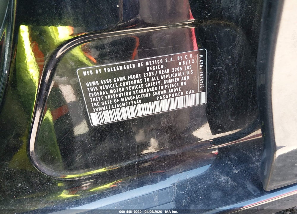 2012 VOLKSWAGEN JETTA SPORTWAGEN 2.0L TDI VIN: 3VWML7AJ9CM713440