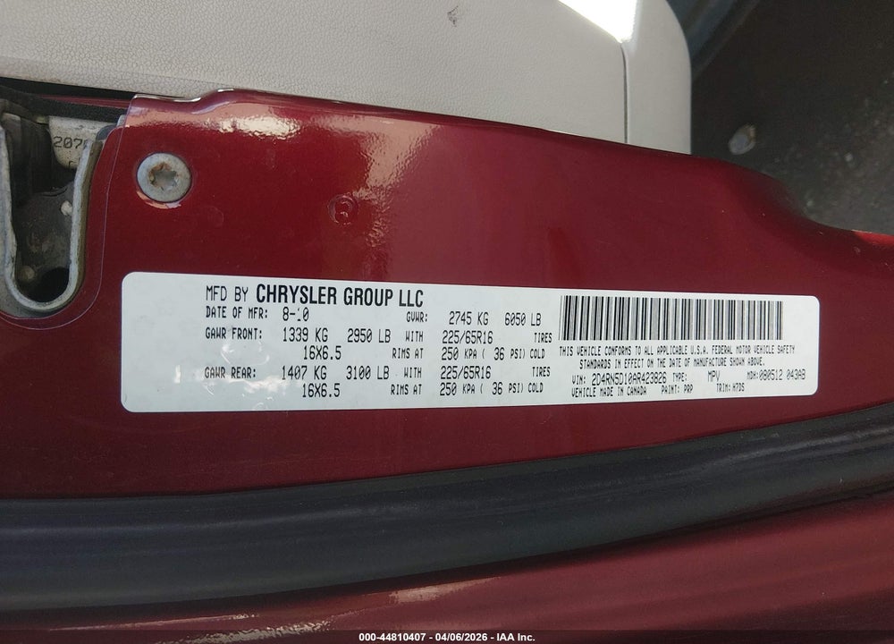 2010 DODGE GRAND CARAVAN SXT VIN: 2D4RN5D10AR423826