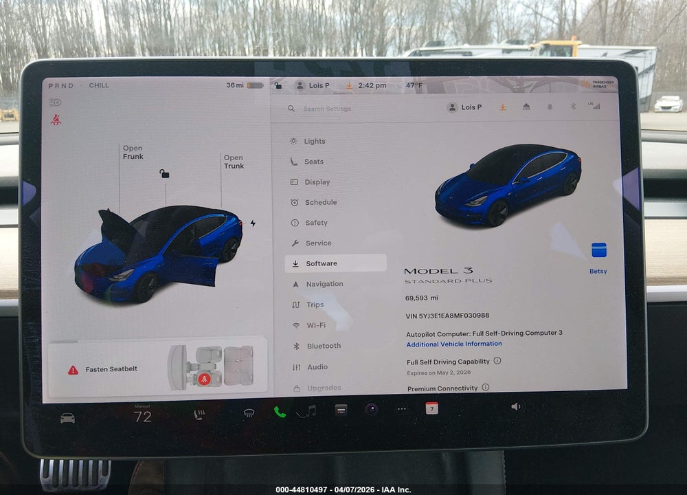 2021 TESLA MODEL 3 STANDARD RANGE PLUS REAR-WHEEL DRIVE VIN: 5YJ3E1EA8MF030988