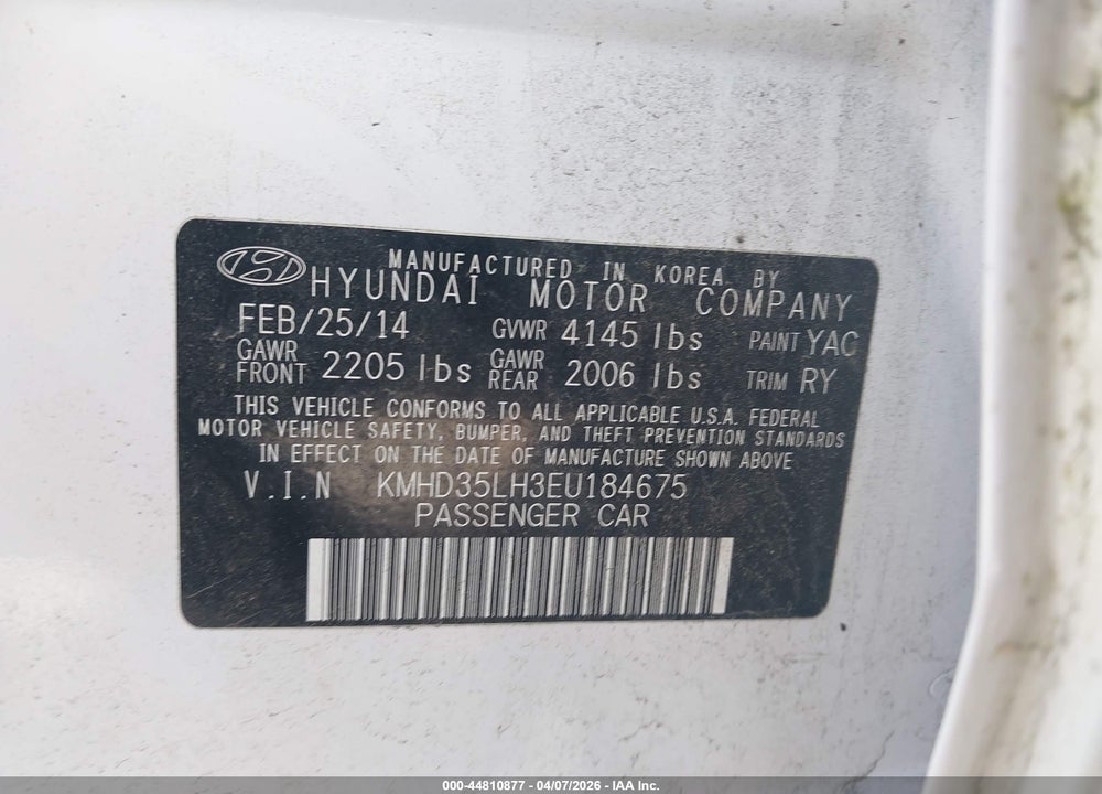 2014 HYUNDAI ELANTRA GT VIN: KMHD35LH3EU184675