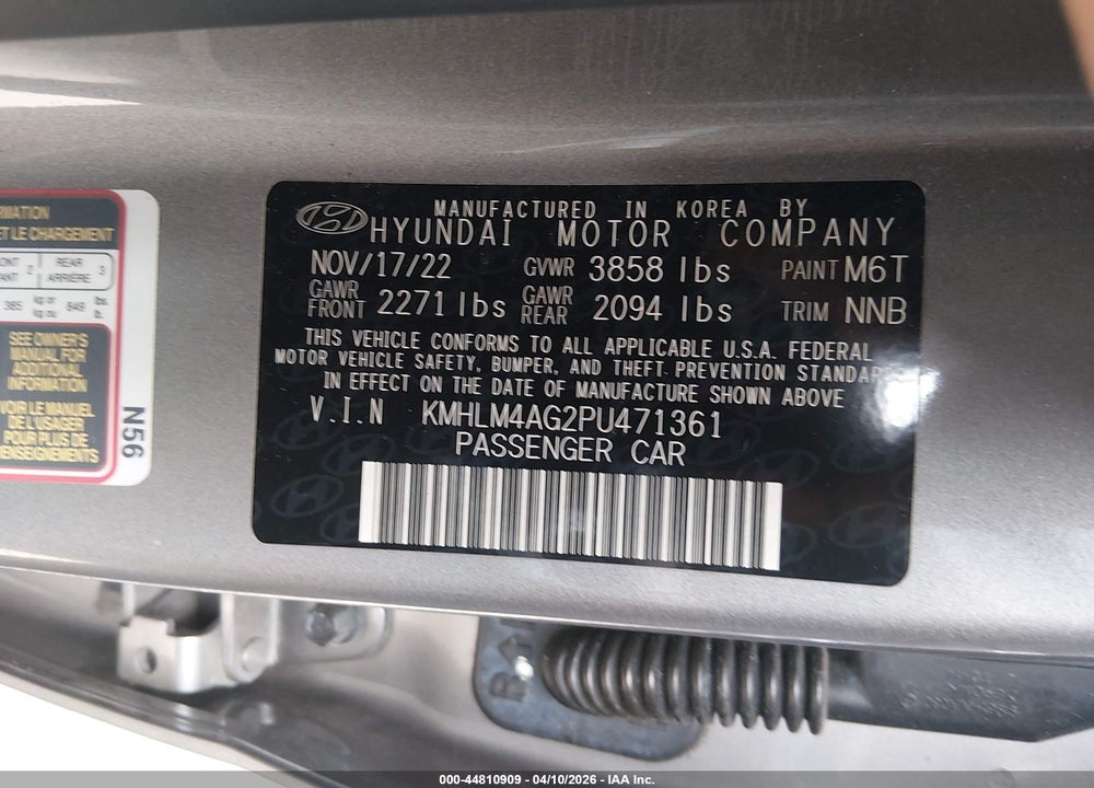 2023 HYUNDAI ELANTRA SEL VIN: KMHLM4AG2PU471361