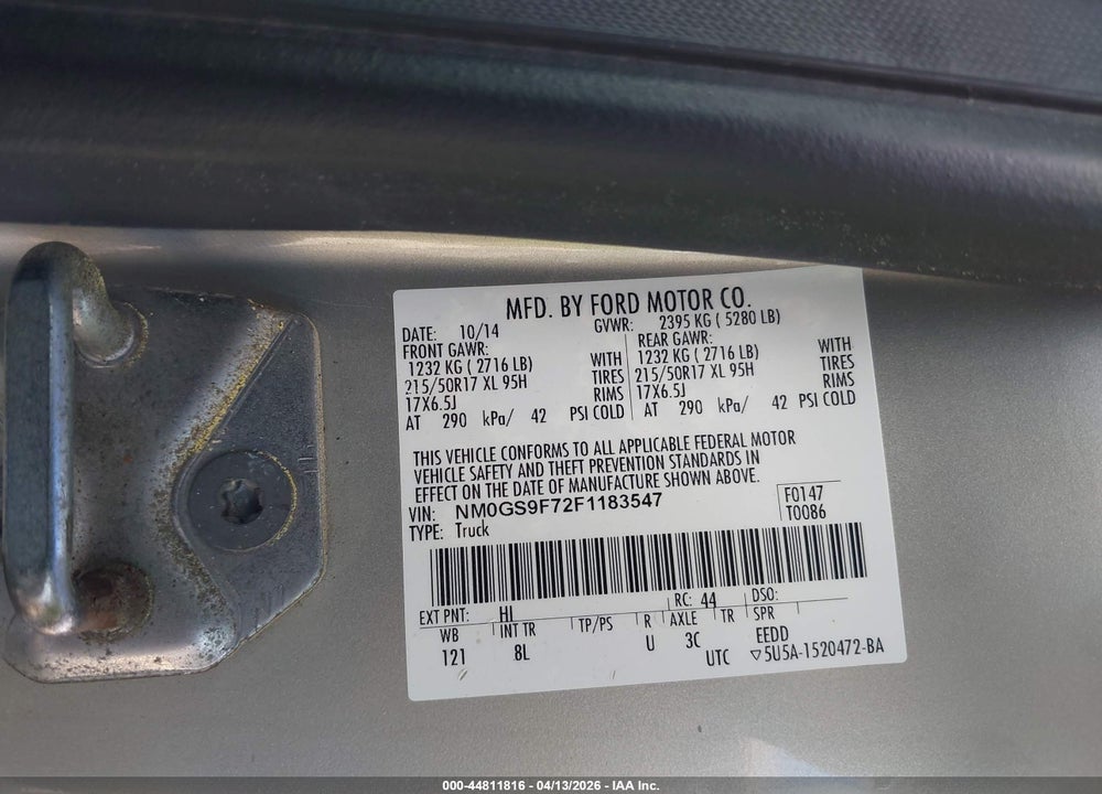 2015 FORD TRANSIT CONNECT XLT VIN: NM0GS9F72F1183547
