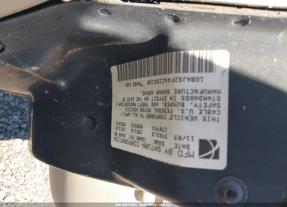 2004 SATURN ION 2 VIN: 1G8AJ52F44Z156120