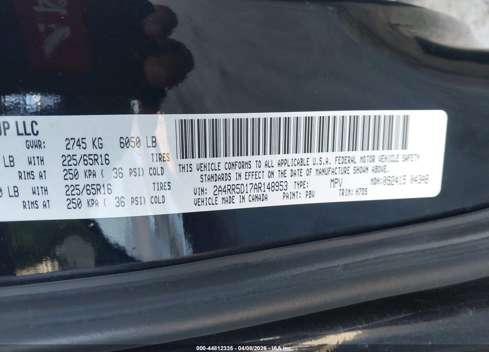 2010 CHRYSLER TOWN & COUNTRY TOURING VIN: 2A4RR5D17AR148953