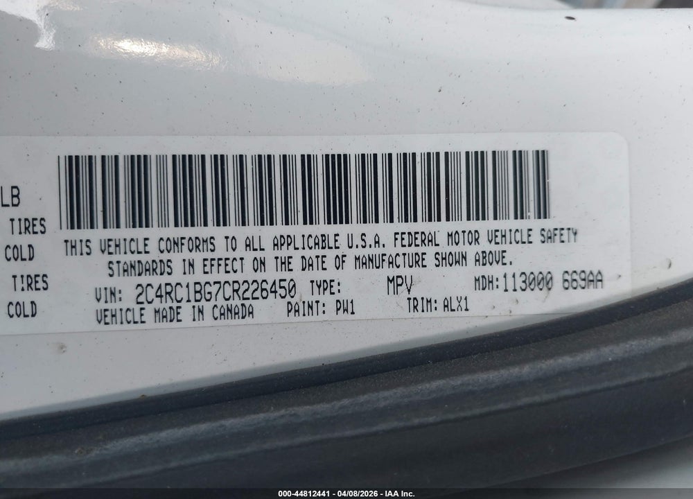 2012 CHRYSLER TOWN & COUNTRY TOURING VIN: 2C4RC1BG7CR226450