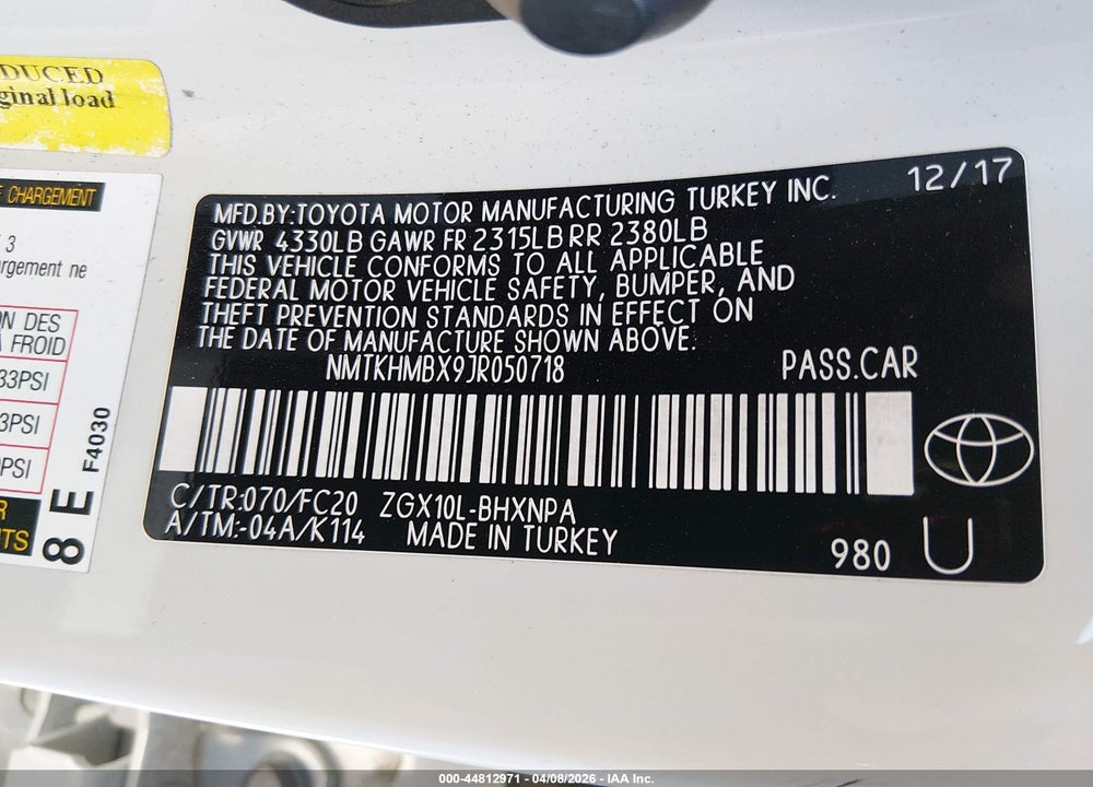 2018 TOYOTA C-HR XLE VIN: NMTKHMBX9JR050718