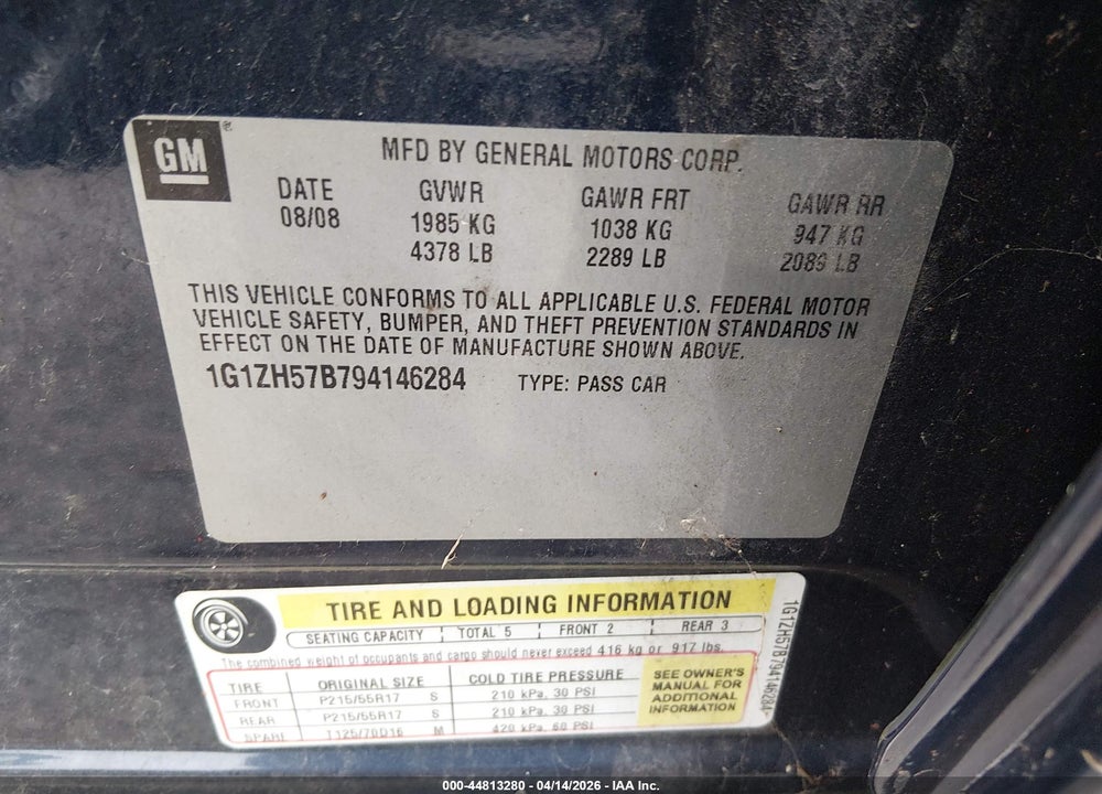 2009 CHEVROLET MALIBU LT VIN: 1G1ZH57B794146284