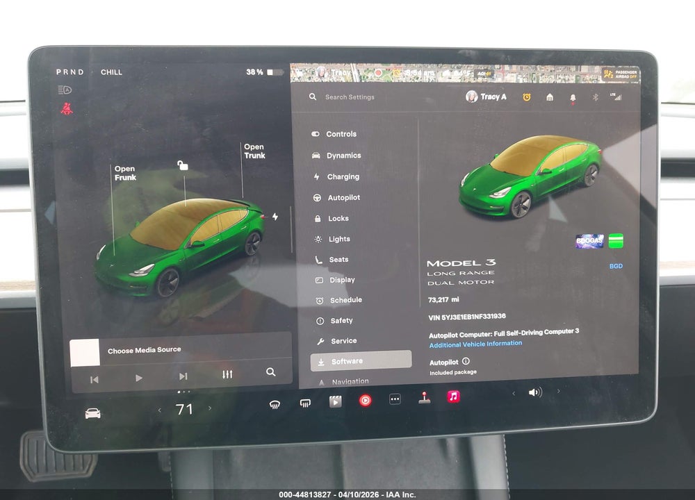 2022 TESLA MODEL 3 LONG RANGE DUAL MOTOR ALL-WHEEL DRIVE VIN: 5YJ3E1EB1NF331936