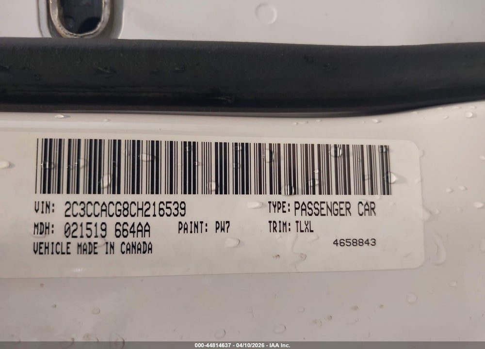 2012 CHRYSLER 300 LIMITED VIN: 2C3CCACG8CH216539