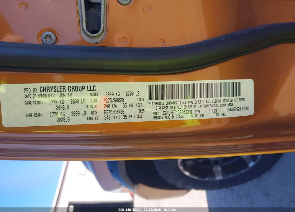 2012 RAM 1500 ST VIN: 1C6RD7FT1CS303391