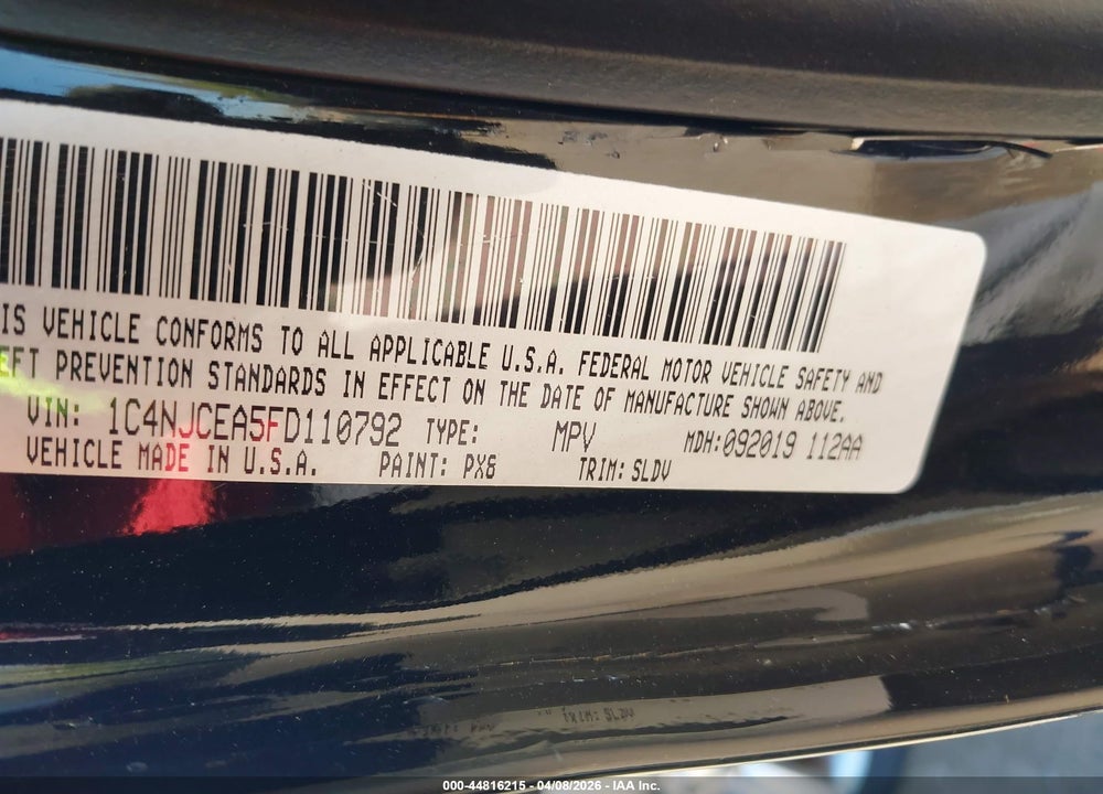 2015 JEEP COMPASS HIGH ALTITUDE EDITION VIN: 1C4NJCEA5FD110792