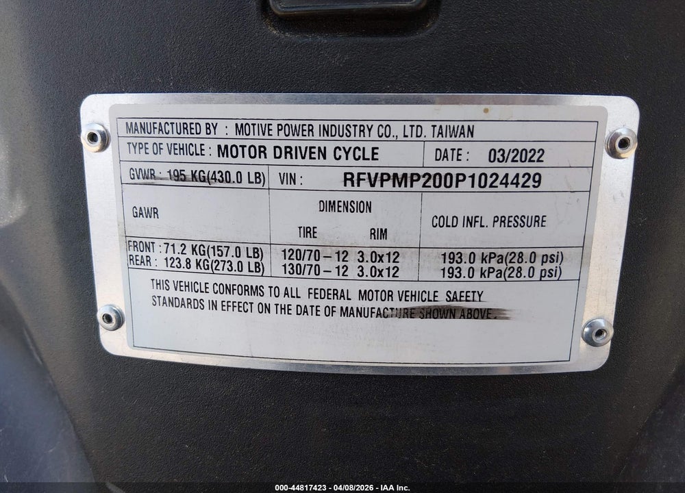 2023 GENUINE SCOOTER CO. ROUGHHOUSE 50 VIN: RFVPMP200P1024429