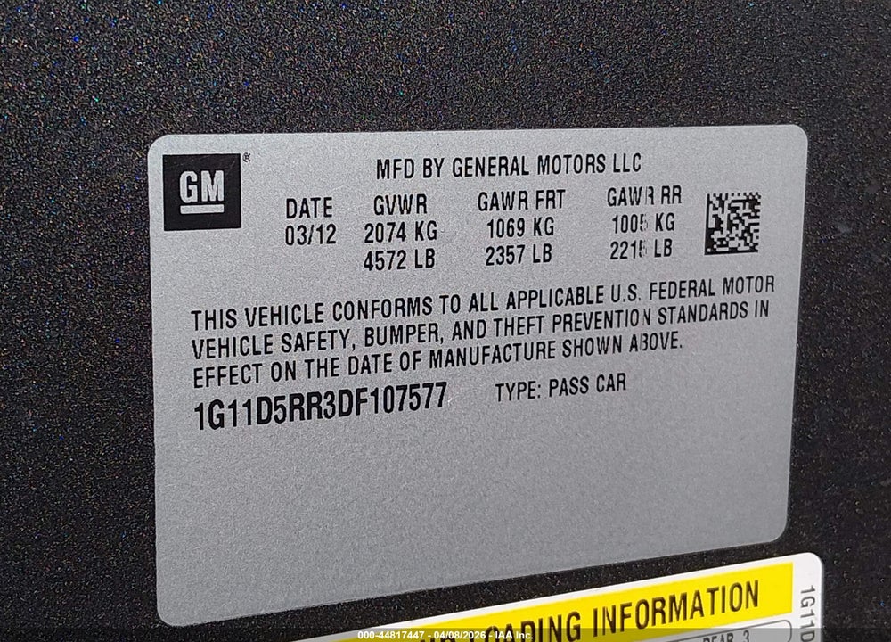 2013 CHEVROLET MALIBU ECO VIN: 1G11D5RR3DF107577