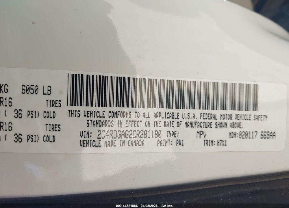 2012 RAM CARGO C/V VIN: 2C4RDGAG2CR281180