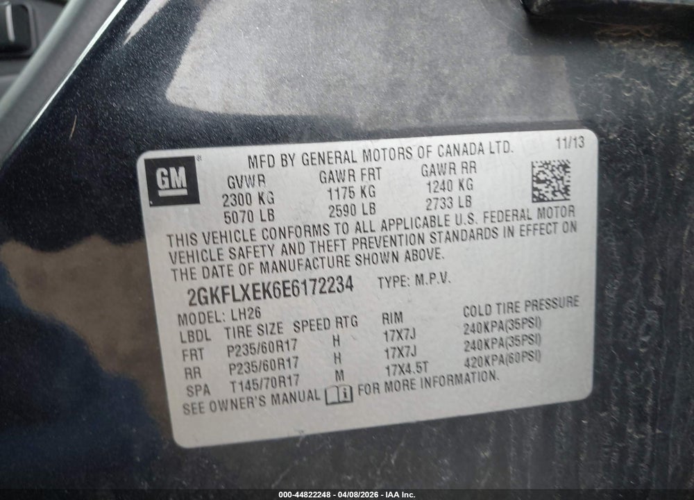 2014 GMC TERRAIN SLT-1 VIN: 2GKFLXEK6E6172234