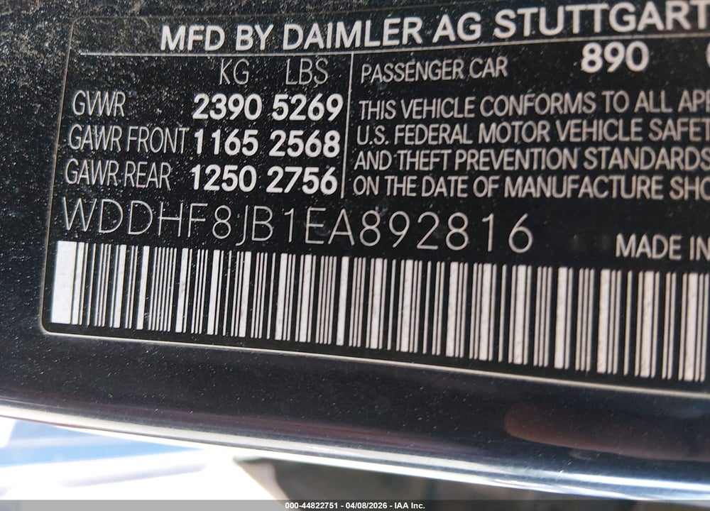 2014 MERCEDES-BENZ E 350 4MATIC VIN: WDDHF8JB1EA892816