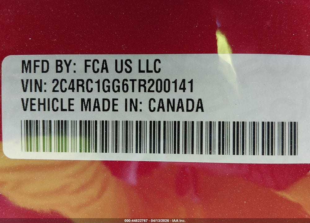 2026 CHRYSLER PACIFICA LIMITED VIN: 2C4RC1GG6TR200141