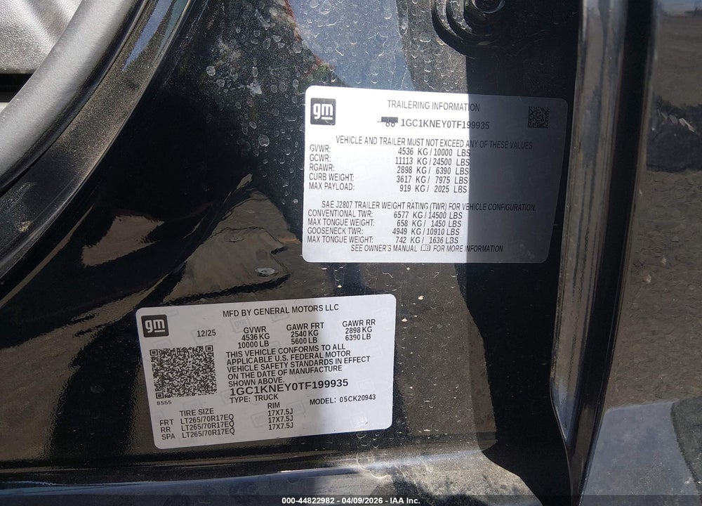 2026 CHEVROLET SILVERADO 2500HD , LONG BED, LT, 4WD VIN: 1GC1KNEY0TF199935