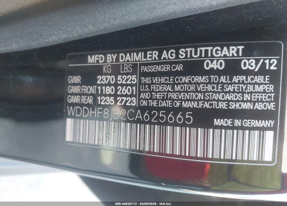 2012 MERCEDES-BENZ E 350 4MATIC VIN: WDDHF8JB2CA625665