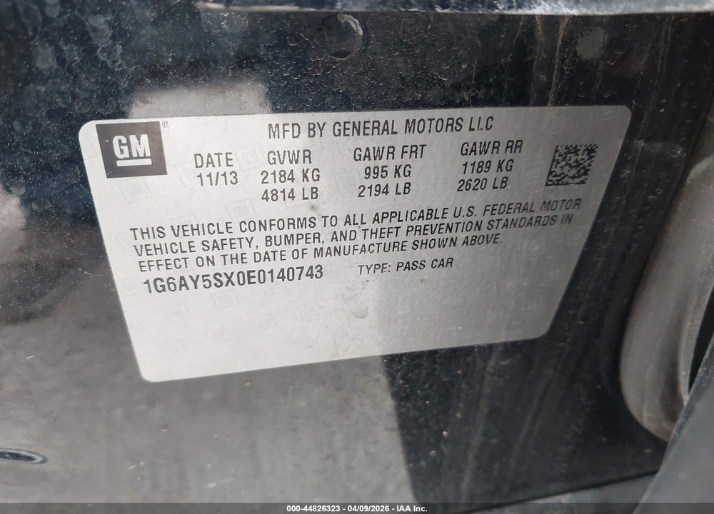 2014 CADILLAC CTS PERFORMANCE VIN: 1G6AY5SX0E0140743