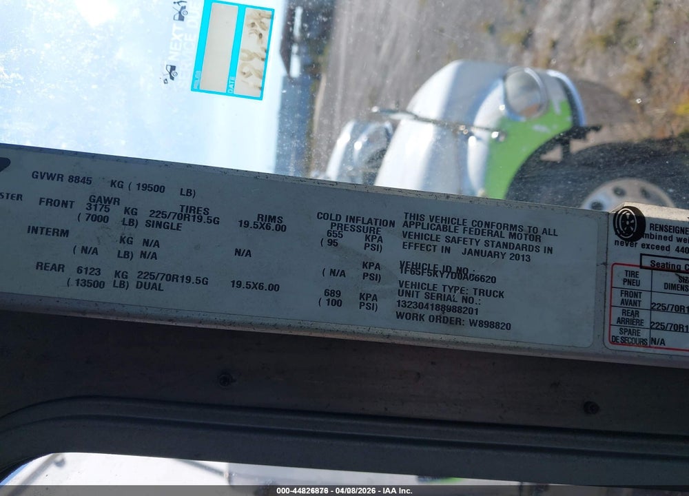 2013 FORD F-59 COMMERCIAL STRIPPED VIN: 1F65F5KY7D0A06620
