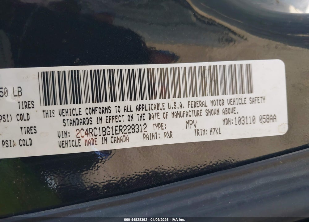 2014 CHRYSLER TOWN & COUNTRY TOURING VIN: 2C4RC1BG1ER228312