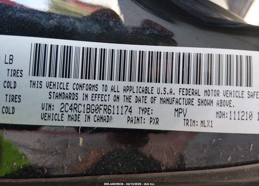 2015 CHRYSLER TOWN & COUNTRY TOURING VIN: 2C4RC1BG0FR611174