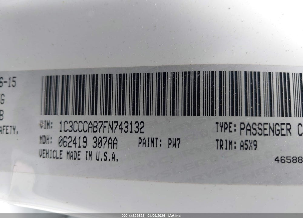 2015 CHRYSLER 200 LIMITED VIN: 1C3CCCAB7FN743132