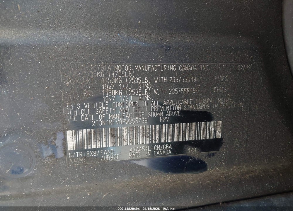 2023 TOYOTA RAV4 LIMITED VIN: 2T3N1RFV8PW355739