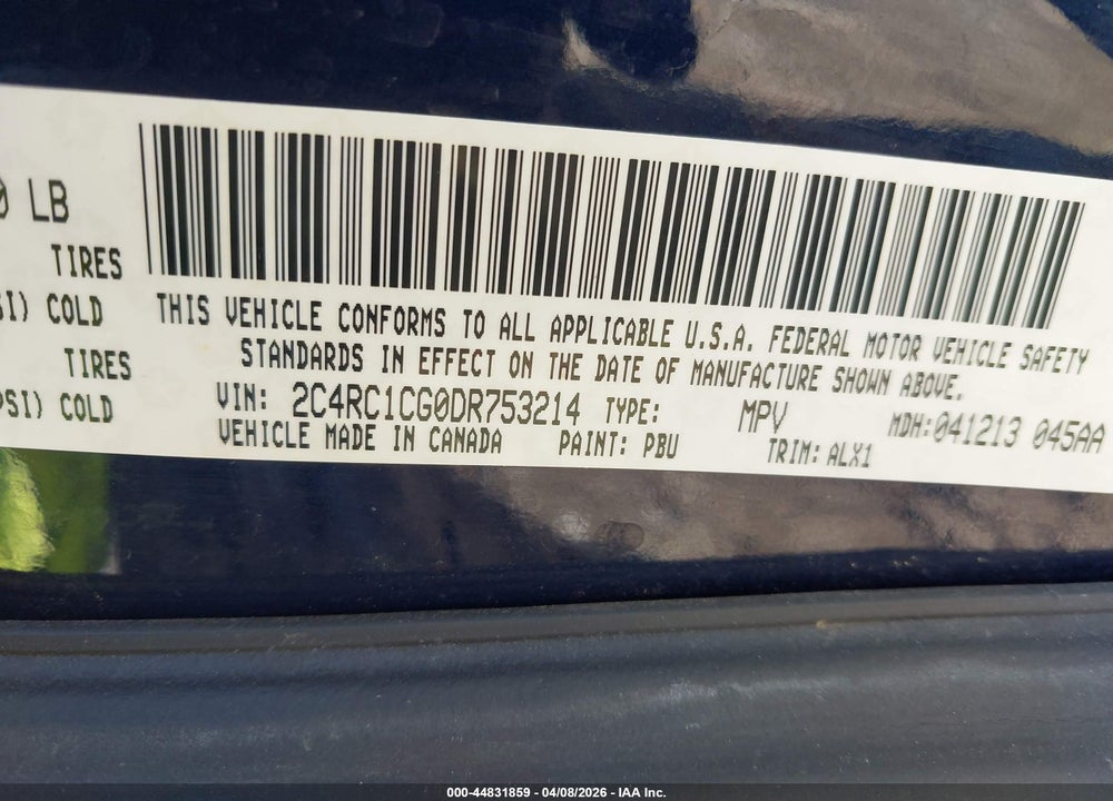 2013 CHRYSLER TOWN & COUNTRY TOURING-L VIN: 2C4RC1CG0DR753214