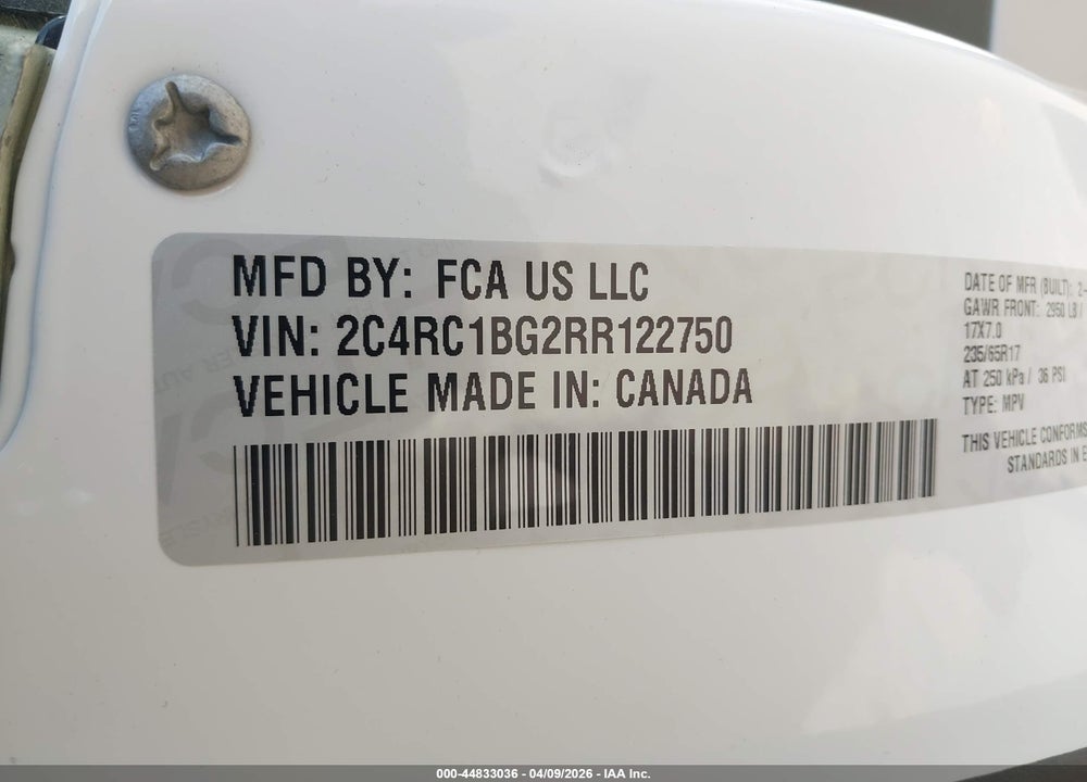 2024 CHRYSLER PACIFICA TOURING L VIN: 2C4RC1BG2RR122750