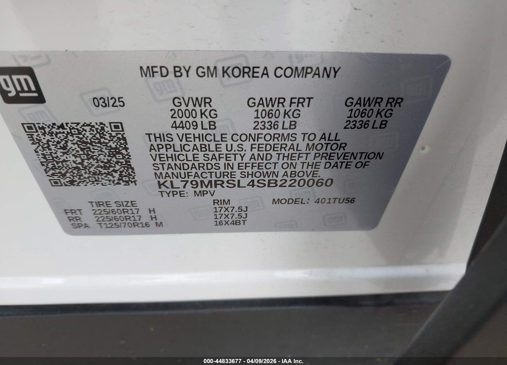 2025 CHEVROLET TRAILBLAZER AWD LT VIN: KL79MRSL4SB220060