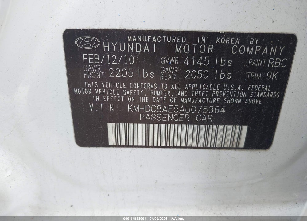 2010 HYUNDAI ELANTRA TOURING GLS VIN: KMHDC8AE5AU075364