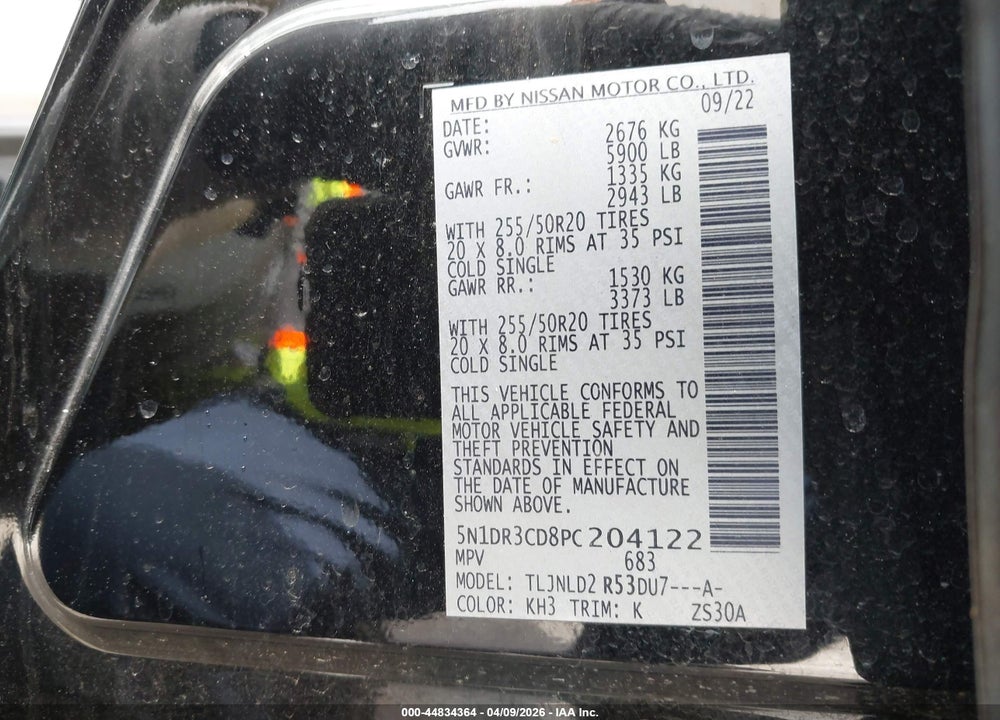 2023 NISSAN PATHFINDER SL 4WD VIN: 5N1DR3CD8PC204122
