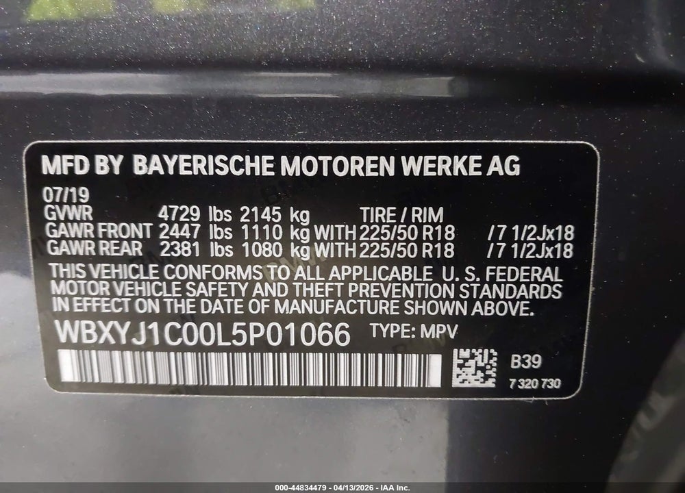 2020 BMW X2 XDRIVE28I VIN: WBXYJ1C00L5P01066