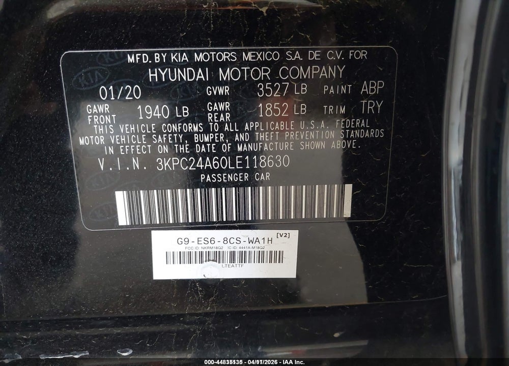 2020 HYUNDAI ACCENT SE VIN: 3KPC24A60LE118630