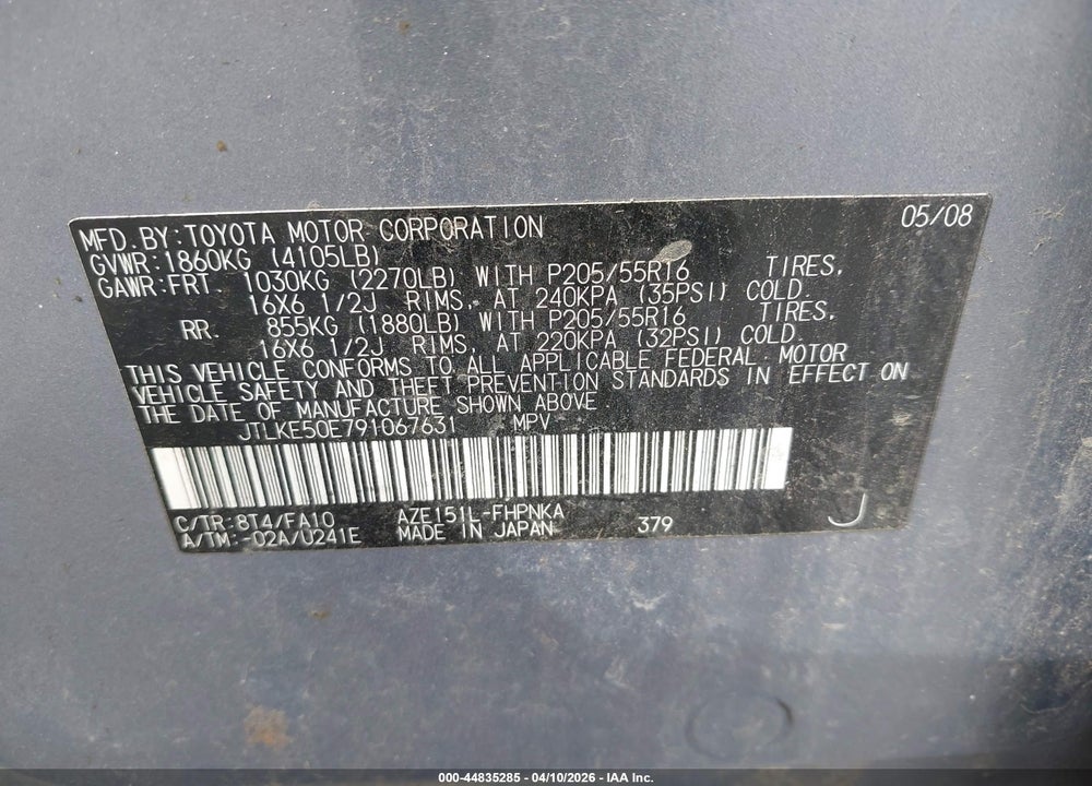 2009 SCION XB VIN: JTLKE50E791067631