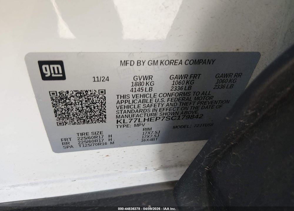 2025 CHEVROLET TRAX FWD LT VIN: KL77LHEP7SC179842