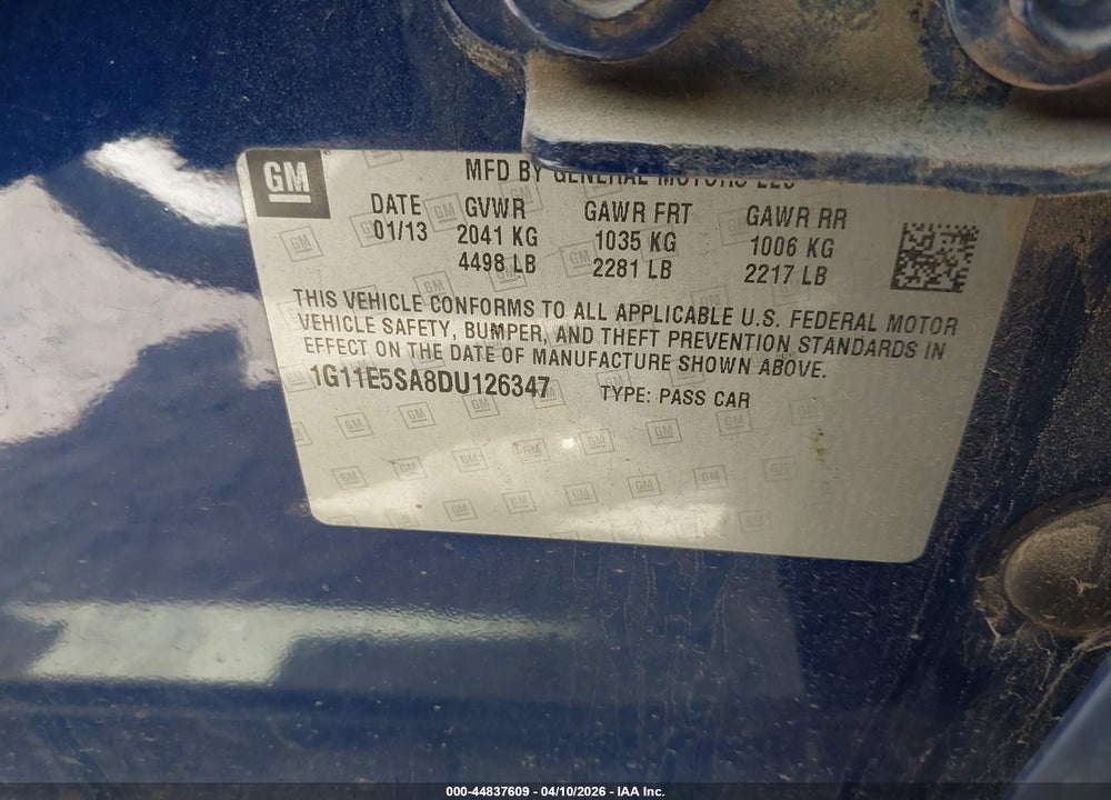 2013 CHEVROLET MALIBU 2LT VIN: 1G11E5SA8DU126347