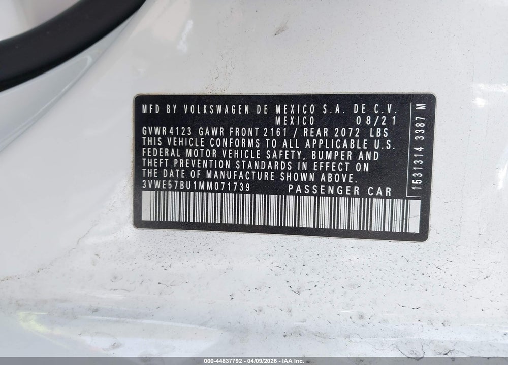 2021 VOLKSWAGEN JETTA 1.4T SEL VIN: 3VWE57BU1MM071739