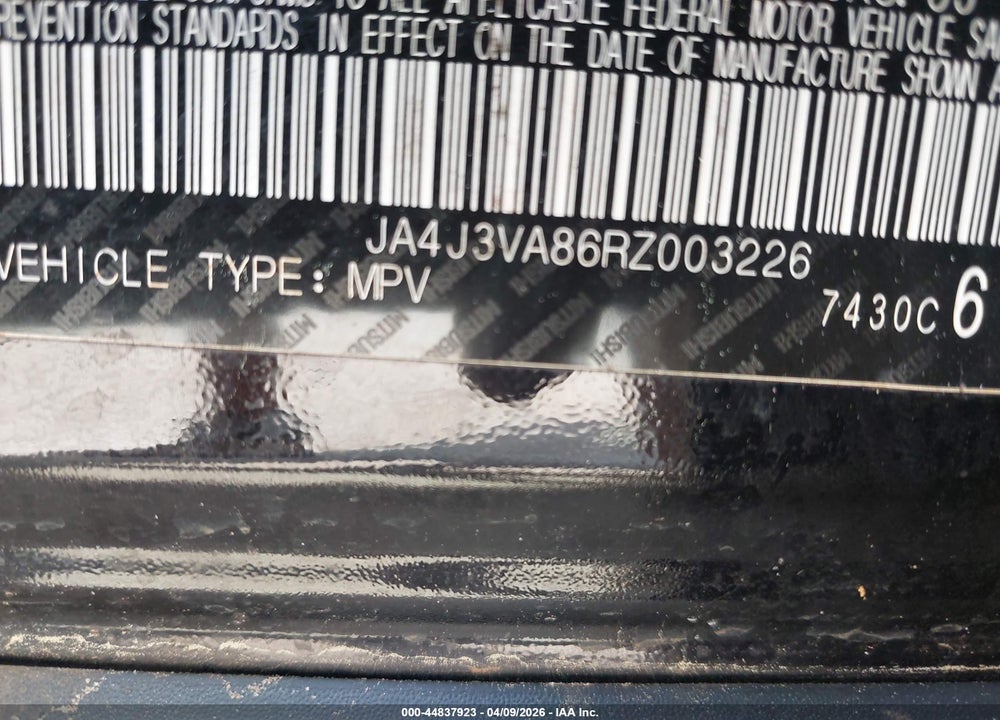 2024 MITSUBISHI OUTLANDER SE 2.5 2WD VIN: JA4J3VA86RZ003226