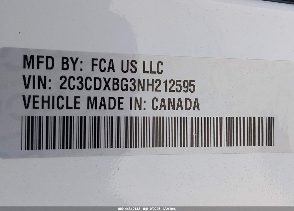 2022 DODGE CHARGER SXT RWD VIN: 2C3CDXBG3NH212595