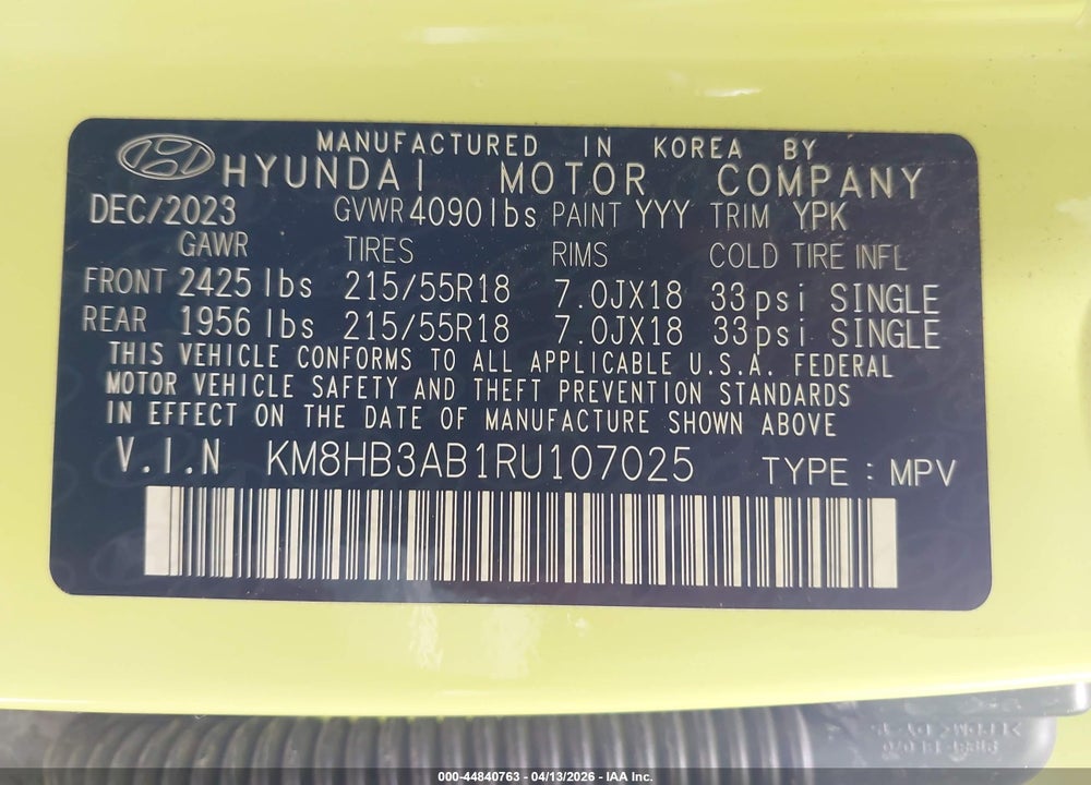 2024 HYUNDAI KONA SEL VIN: KM8HB3AB1RU107025